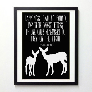 Harry Potter Quote & Deer Wall Art 8x10 Print // Black and Light Grey