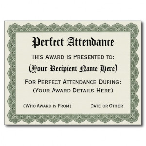 perfect_attendance_certificate_customized_fill_in_postcard ...
