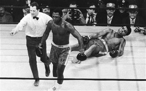 True great: Joe Frazier knocks down Muhammad Ali during the 15th round ...