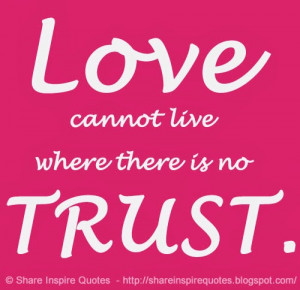 Love cannot live where there is no TRUST.