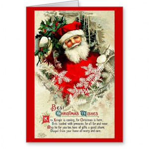 Santa Christmas Quote - Vintage Merry Xmas Greeting Cards