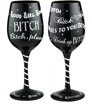 Bottom’s Up 15-Ounce Bitch Handpainted Wine Glass CHECK PRICE