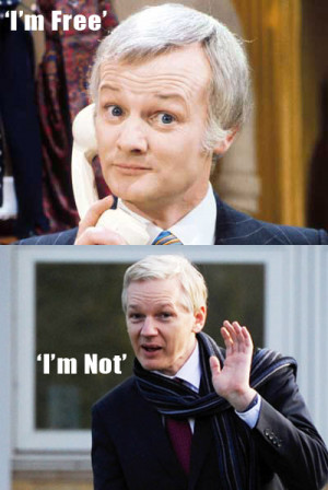 ... Julian Assange looks like Mr. Humphries from 'Are you being served