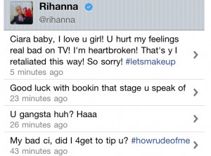 rihanna to ciara for her mean girl tweets after ciara dished to e s ...