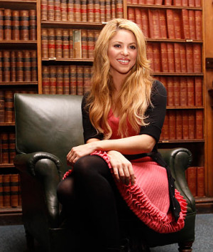 Shakira, pop singer, speaking to a crowd at Oxford University, where ...