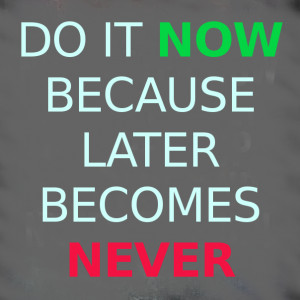 DO IT NOW BECAUSE.. LATER BECOMES NEVER