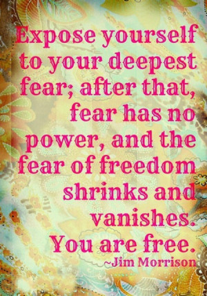 Expose yourself to your deepest fear; after that, fear has no power ...