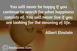 you will never be happy if you continue to search for what happiness ...