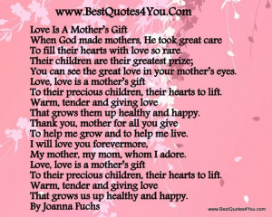 Love You Mom Quotes. .Cute Mother Son Sayings