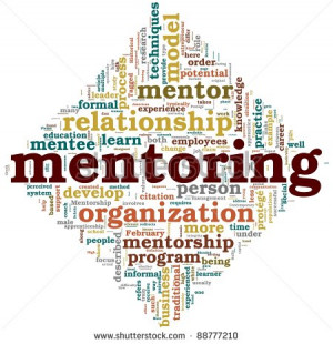 Mentoring related words concept in tag cloud on white - stock photo
