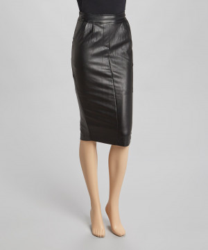 Black Faux Leather Pencil Skirt