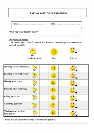 Smiley Face Self Assessment And Evaluation Sheet picture