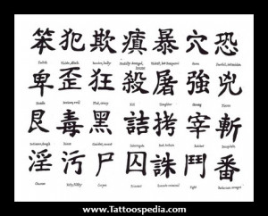Japanese Kanji Love Tattoos Sheet