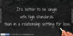 It's better to be single with high standards than in a relationship ...