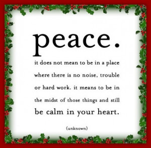 So for this Christmas, I wish you a Merry Peace-Filled Christmas.
