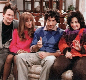 ... more cute? ♥ Chandler, Rachel, Ross and (Fat) Monica #friends #fun