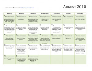 Printable Monthly Calendar - August 2010