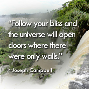 Follow your bliss and the universe will open doors where there were ...