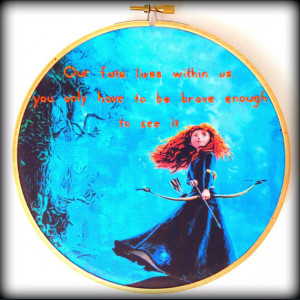 Disney's Brave- Handmade Illustrated Embroidered Quote Hoop Nursery ...