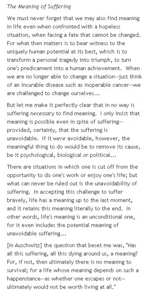 The Meaning of Suffering by Viktor Frankl from the book, Man's Search ...