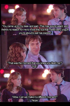 Pam and Jim from the Office. hahahaha love them! I love awkward ...
