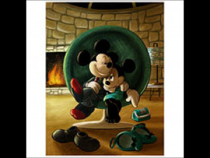 Mickey Mouse and Minnie Mouse Date Night Paper Giclee Print