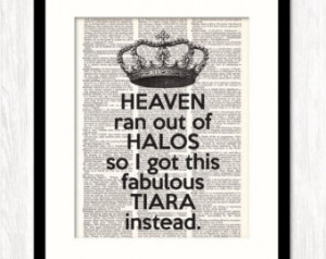 HALOS PRINCESS Crown Art Print, Typography, Typographic, Funny Quote ...