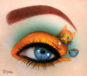 Her eye makeup designs are a real miniature work of art.