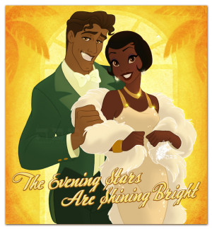 Prince Naveen and Princess Tiana-for a cartoon I love her bob cut