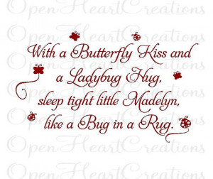 and a Ladybug Hug - Baby Nursery Name Wall Decal - Quote Saying Poem ...