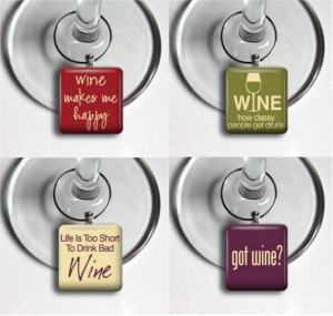 Wine charms with quotes, via Etsy.