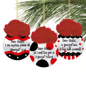 Georgia Bulldogs 3-Pack Team Sayings Ornaments