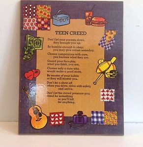 Vintage-Teen-Creed-Inspirational-Plaque-1970s-Decor-Living-Quotes