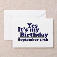 September 17th Birthday Greeting Card for