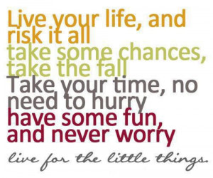 Live your life and risk it all. Take some chances, take the fall. Take ...