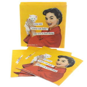 Crazy-Cat-Lady-Paper-Cocktail-Napkins-Anne-Taintor-Funny-Quote-Vintage ...