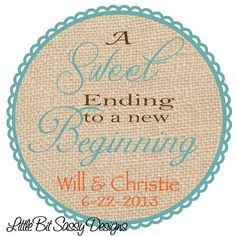 Cute saying Custom Wedding Favor Stickers - Sweet Ending New Beginning ...