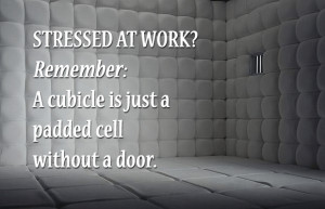 cubicle is just a padded cell without a door (work stress quotes ...