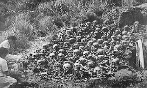 Nagasaki and Hiroshima victims; mass skulls