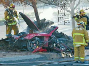... and a video of the scene following Paul Walker's fatal car accident