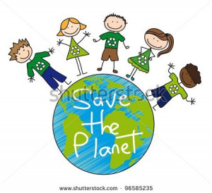 ... over planet over white background, recycle.vector - stock vector