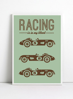 inspirational quote print poster, a3, racing print poster, retro ...