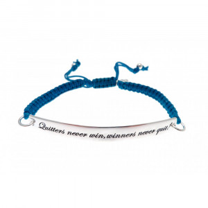 ... Macrame Cord 'Quitters Never Win, Winners Never Quit' Quote Bracelet