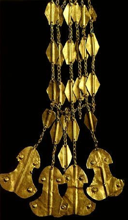 Detail from gold diadem with pendants.found in Troy by Schliemann ...