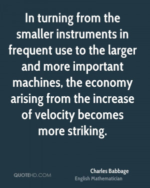 ... economy arising from the increase of velocity becomes more striking