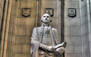 of George Washington at the National Cathedral. Notice the Masonic ...