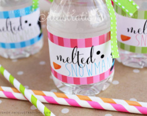 Melted Snowman Printable Party Wate r Bottle Labels, Cute Melting ...