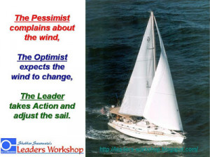 workshop leadership: Motivational Poster: The Leader Adjust the Sails