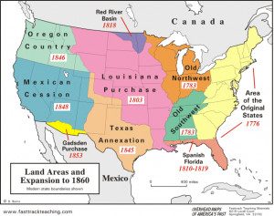 Westward Expansion Map of the U.S.a. | map Land Areas and Expansion to ...