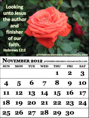 Free December 2012 Calendar with Bible verses